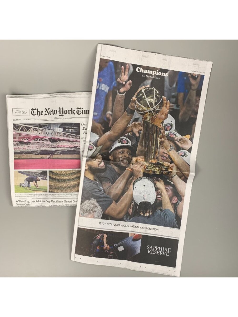 New York Times NY Knicks NBA Champs Special Section June 17 2026 Collectible
